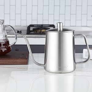 Easyworkz Gooseneck Pour Over Coffee Kettle 30 FL OZ / 900 ML Stainless Steel Hand Drip Coffee Pot with Long Narrow Spout