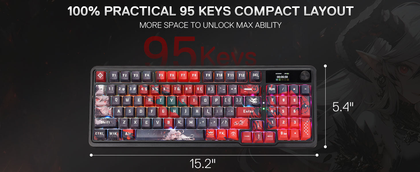 Redragon K719 PRO Wireless Gasket Gaming Hype Screen & Knob, 95 Keys