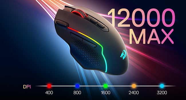 Redragon M810 MAX 3-Mode Wireless Gaming Mouse, 12000 DPI Wired/Wireless RGB Mouse,Rapid Fire Key, 8 Macro Buttons