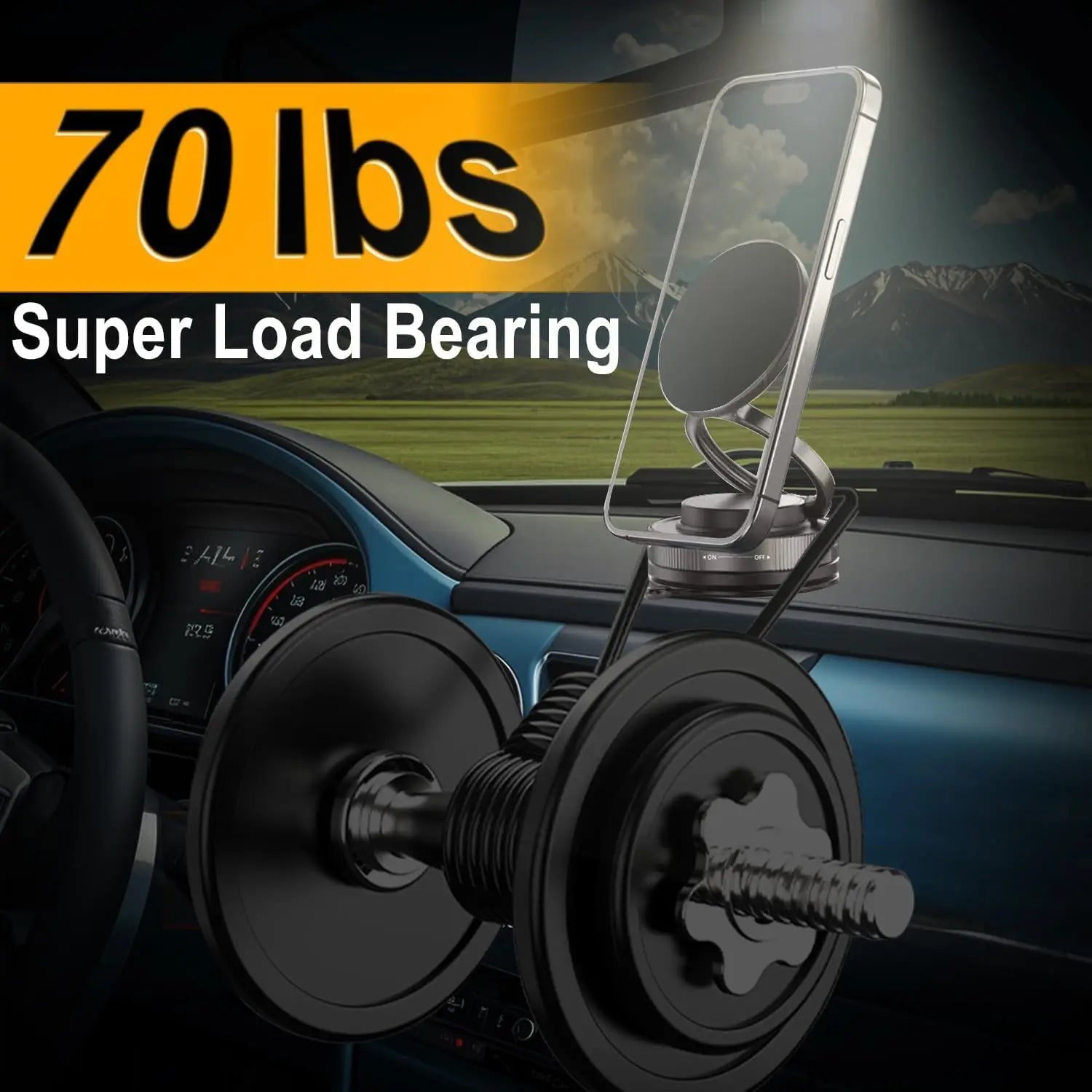 Upgraded Vacuum Magnetic Car Phone Holder for Ultra Suction Cup Mount