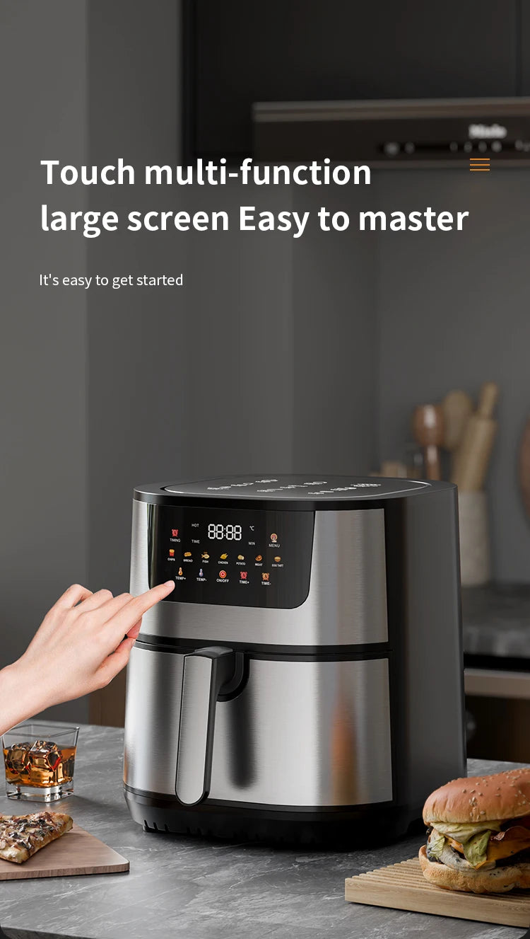 15L Large Capacity Stainless Steel Air Fryer Dual Heating Tubes Detachable Double Baskets Healthy Cooking Roast Bake Grill