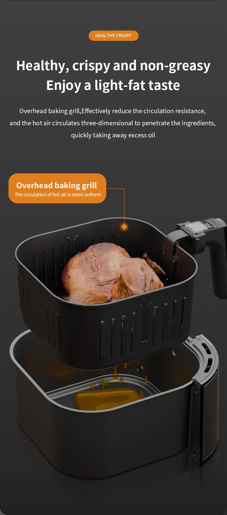 15L Large Capacity Stainless Steel Air Fryer Dual Heating Tubes Detachable Double Baskets Healthy Cooking Roast Bake Grill