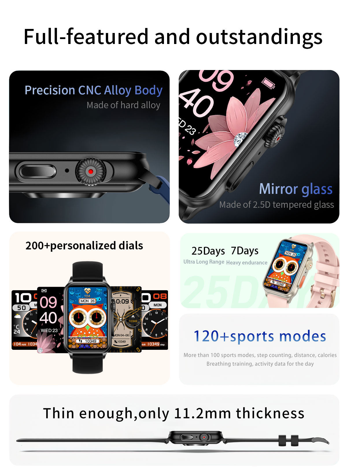 H23 Smart Watch Women 1.57 Inch HD Screen Zinc Alloy Shell Mirror Glass 200+Wallpaper Bluetooth Calls Sports Fashion Smartband