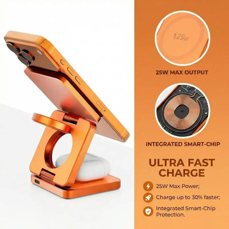 Folding Wireless Charger For iPhone HUAWEI Portable Magnetic Wireless Phone