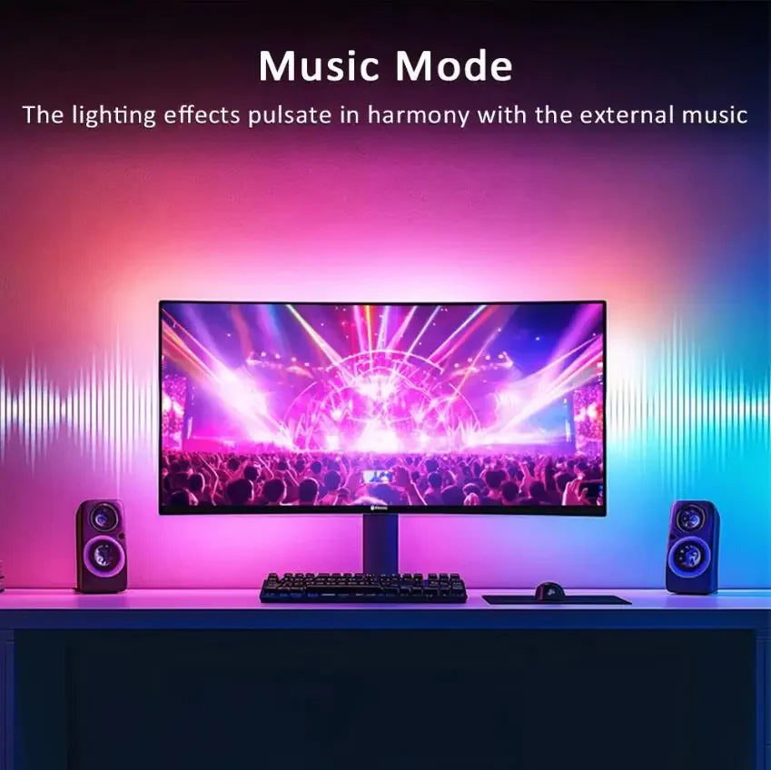 Computer Screen Light Strip Monitor RGBIC Bluetooth LED Lights Game Room