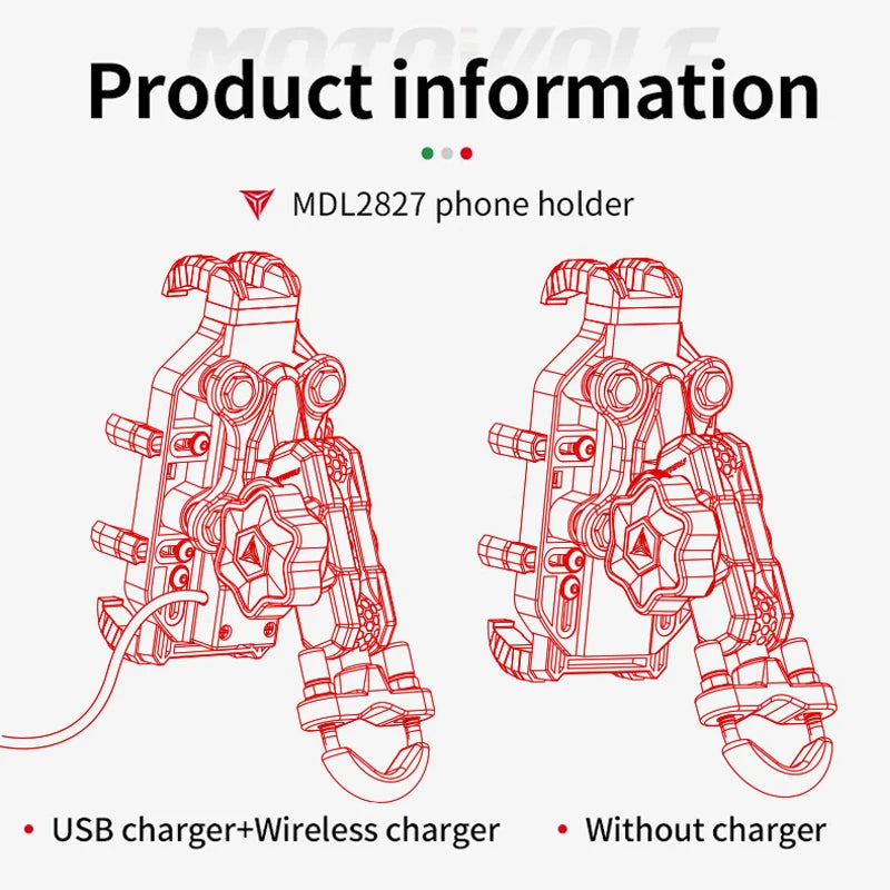 Motorcycle Wireless Charging Phone Holder Cradle 3.0 Quick Charger GPS Moto