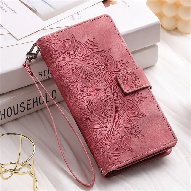 Leather Flip Case For Samsung Galaxy  Card Wallet Embossing Phone Bag