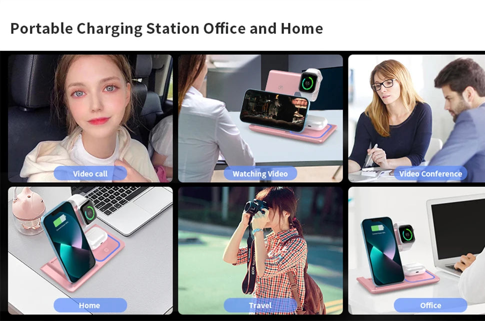 Wireless Charger Stand Pad Foldable Fast Charging Station Dock For iPhone