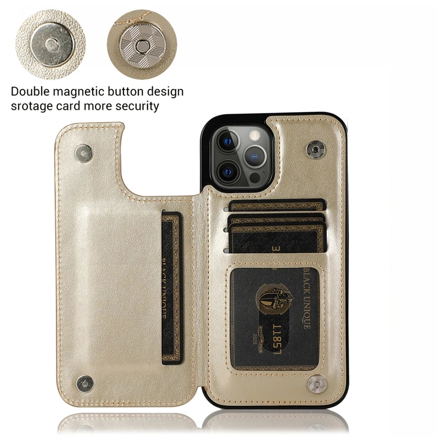 Wallet Butterfly Embossing Slot Magnetic Flip Leather Case For iPhone Plus Cover