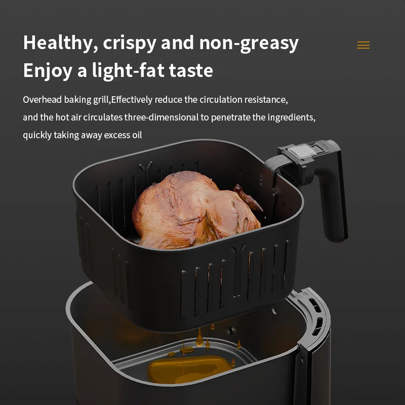 15L Large Capacity Stainless Steel Air Fryer Dual Heating Tubes Detachable Double Baskets Healthy Cooking Roast Bake Grill