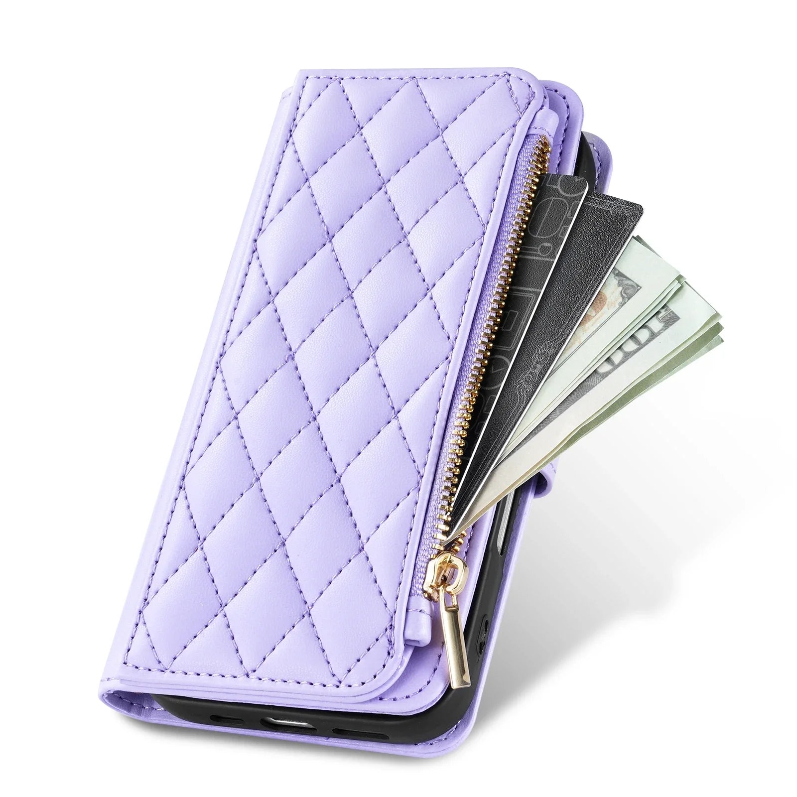 Wallet Small Fragrance Zipper Cardslot Kickstand Magnetic Flip Leather Case