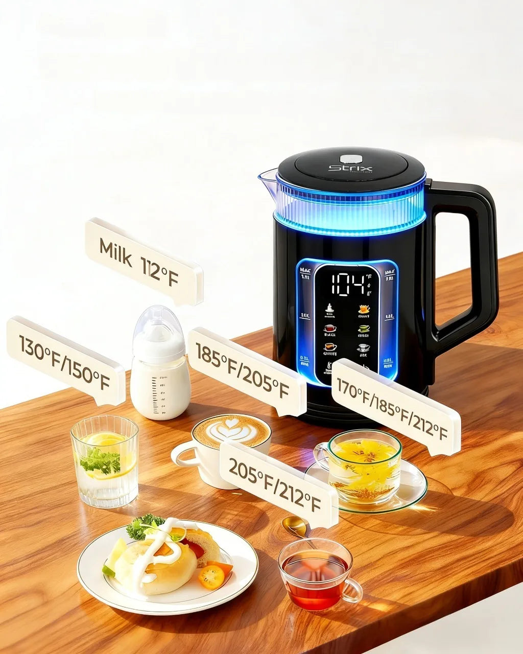 trix 1.5L Smart Electric Kettle, 6 Temperature Presets, FastBoil & 12H Keep Warm, ldeal for Tea ，Coffee， Milk and Honey,120V