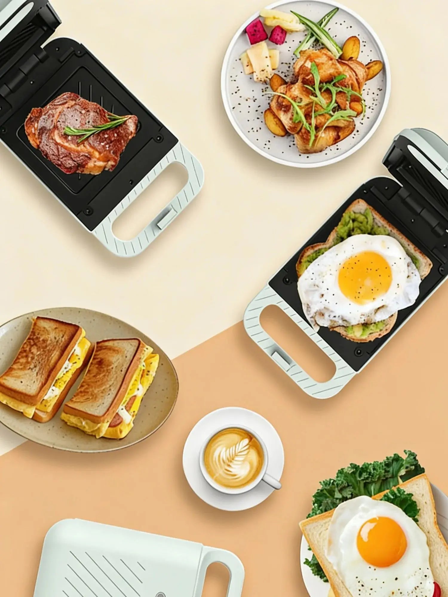 Small Household Light Food Maker Multifunctional Sandwich Waffle Toaster Egg Frying Machine