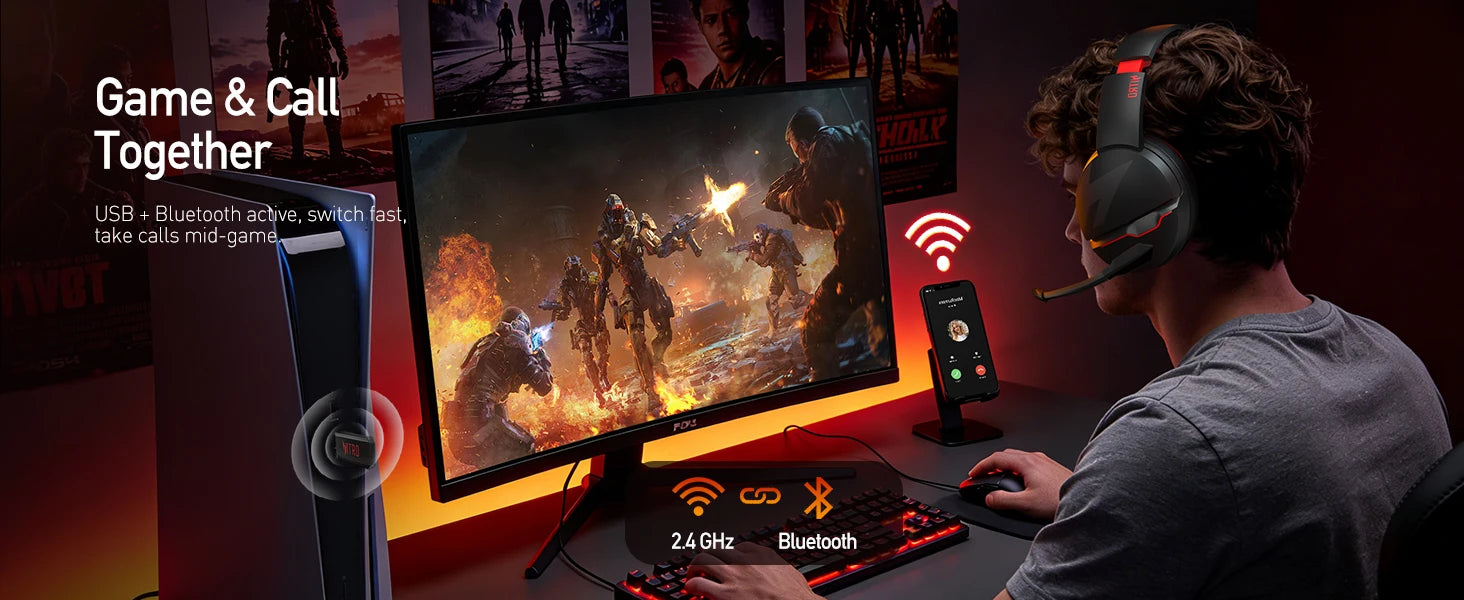 Acer Wireless Gaming Headset 2.4GHz Headset for Bluetooth 5.3 Gaming Mic