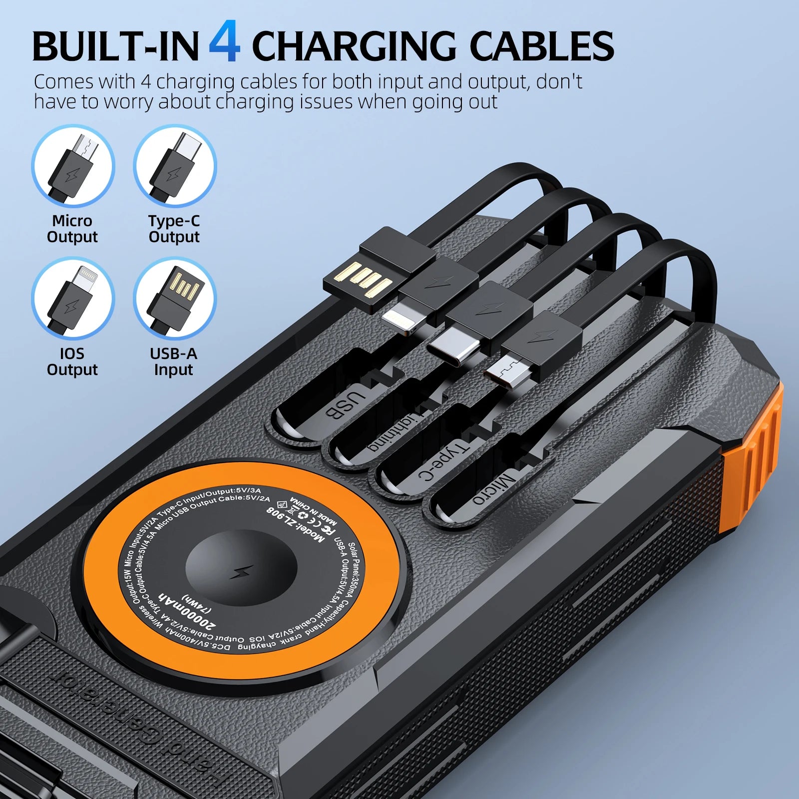 2026 NEW Solar Power Bank 80000mAh 22.5W Magnetic Wireless Powerbank