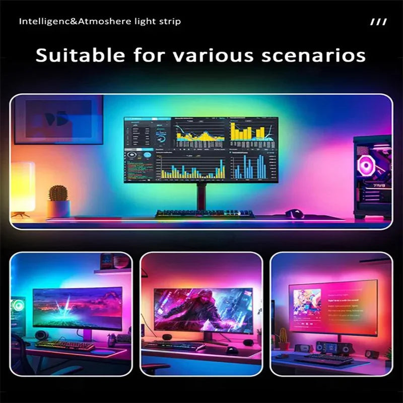 Computer Screen Light Strip Monitor RGBIC Bluetooth LED Lights Game Room
