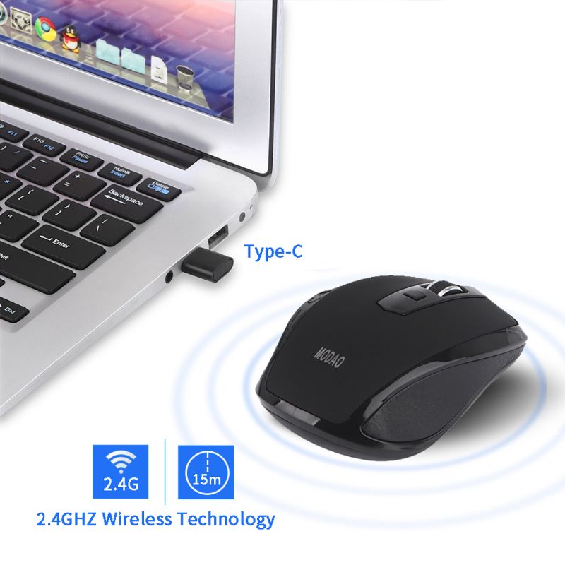 F3MA 2.4G Wireless Mouse 6 Buttons Noiseless USB Type C 1200 1600 DPI Gaming Mouse with Type-C Receiver MICE