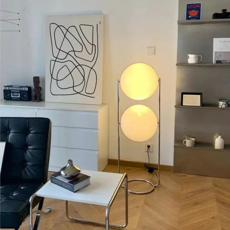 Garrault  Delord Floor Lamp Chrome Metal White Acrylic Ball Floor Light Living Room