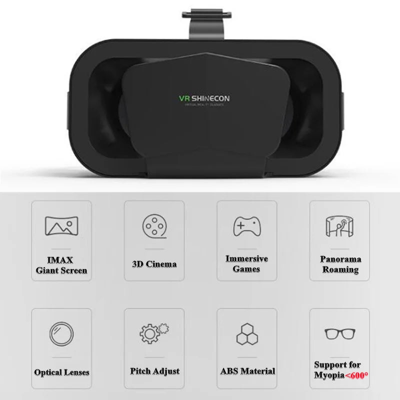 VR Glasses 3D Virtual Reality Box G10 IMAX Giant Screen Google Cardboard Helmet for 4.7-7inch Smartphone Matching Joystick