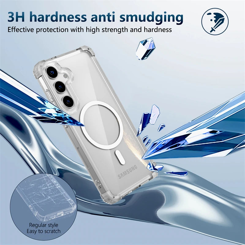 Shockproof Armor Transparent Case For Samsung Galaxy Magsafe Charge Cover