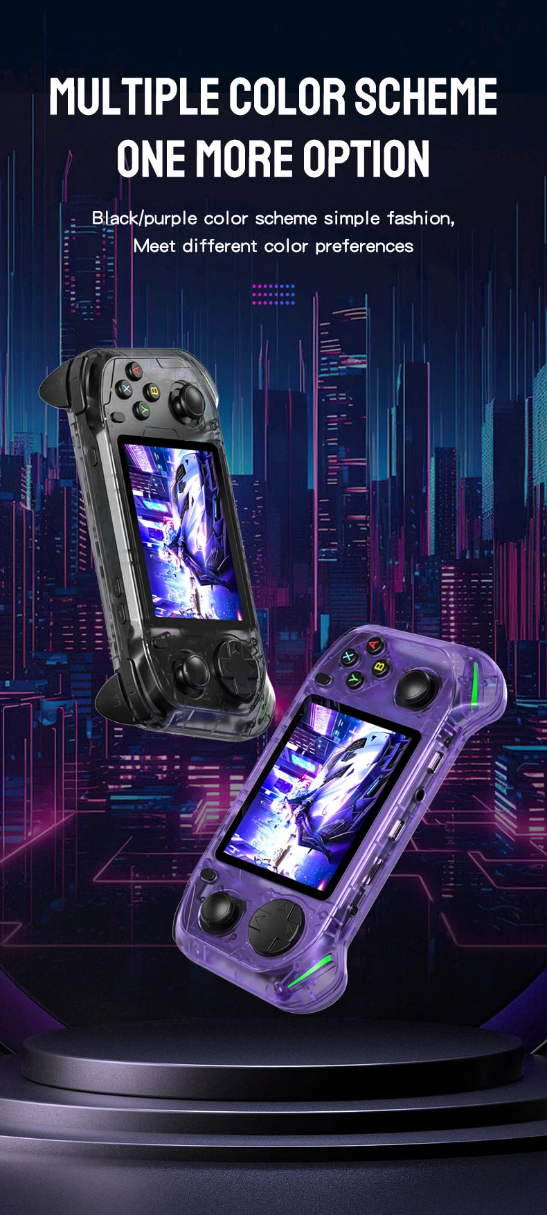 RX6H Retro Handheld Video Game Console 3.5-inch IPS Screen Linux System Portable Pocket Video Game Player 64GB Games GBA PS1