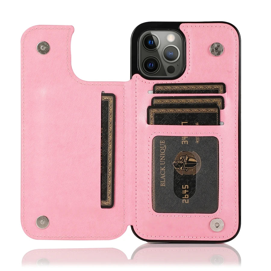 Wallet Butterfly Embossing Slot Magnetic Flip Leather Case For iPhone Plus Cover