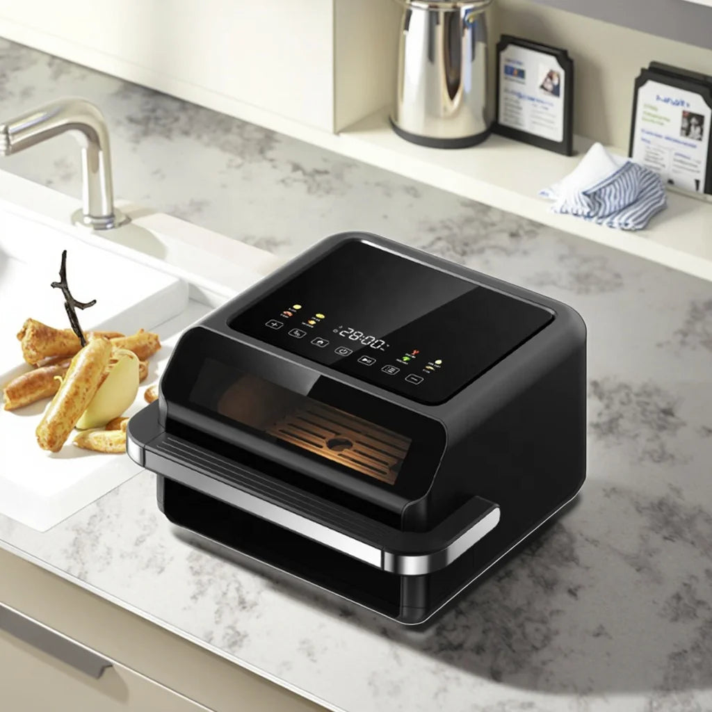 Electric 7.5L Air Fryer Oven Pizza Cooker Non-Stick Fry Basket Over Heat Protection Digital Timer & Temperature Control