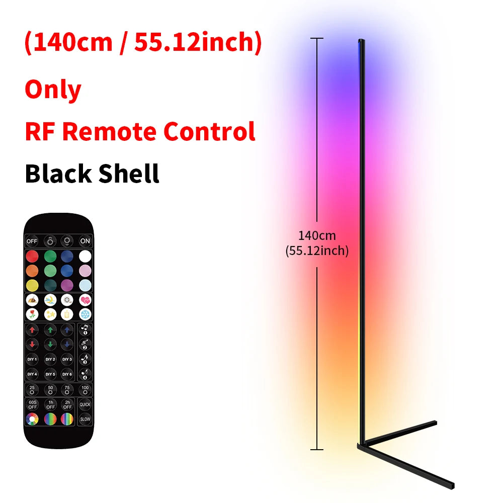 Living Room Dimmable RGB Corner Floor Lamp 140cm Stand Smart APP LED Mood