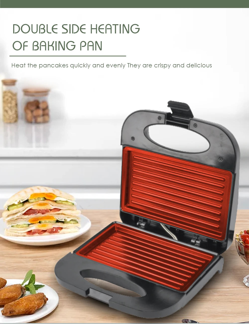 10 in 1 New Sandwich Maker Non-stick Coating 800w Easy Clean for Home Baking Breakfast Bread