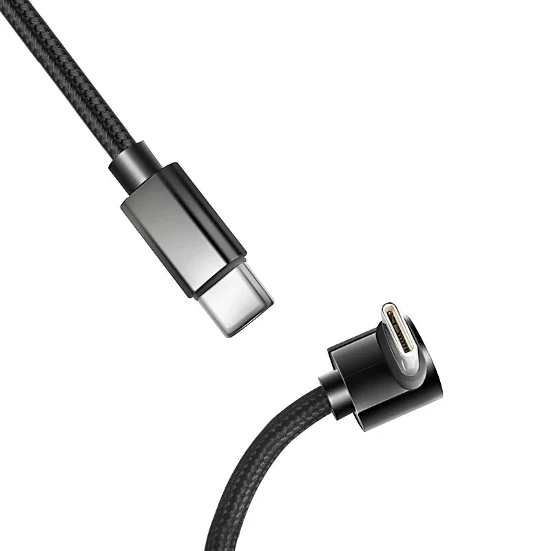 Nylon Braided Data Cable 90 Degree Elbow Line USB C To USB C PD Cable