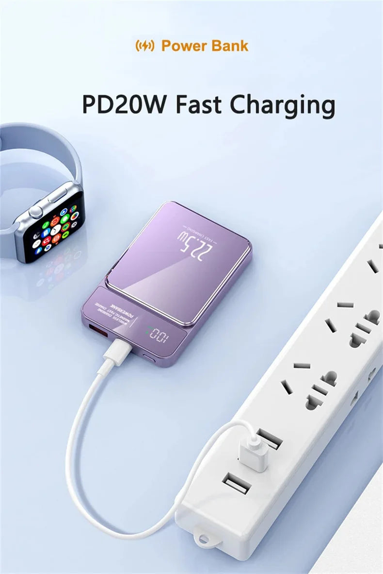 10000mAh Magnetic Power Bank 20W Wireless Power bank Slim Portable Battery