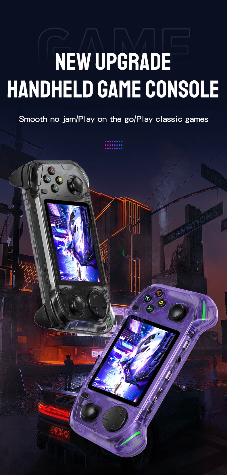 RX6H Retro Handheld Video Game Console 3.5-inch IPS Screen Linux System Portable Pocket Video Game Player 64GB Games GBA PS1