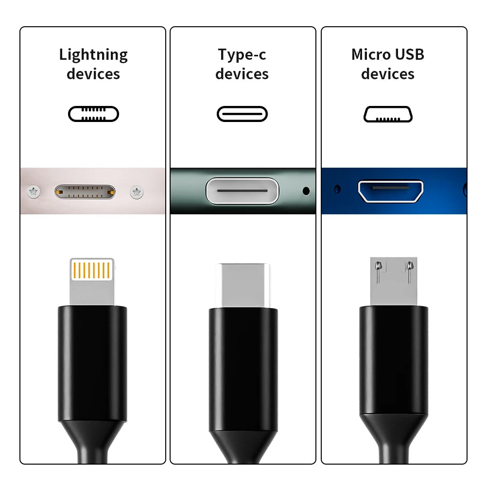 4pcs Charge Cable 3-in-1 Nylon Braided Multi Charge Cable for Multiple Devices