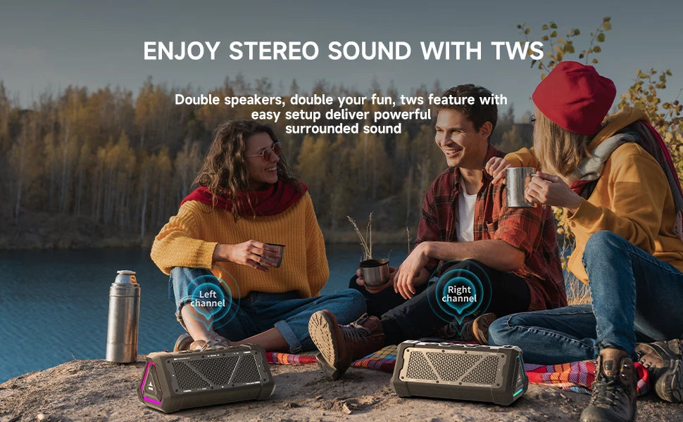 Bluetooth Speaker 40W Output Power Bluetooth 5.3 Speaker Stereo RGB Light