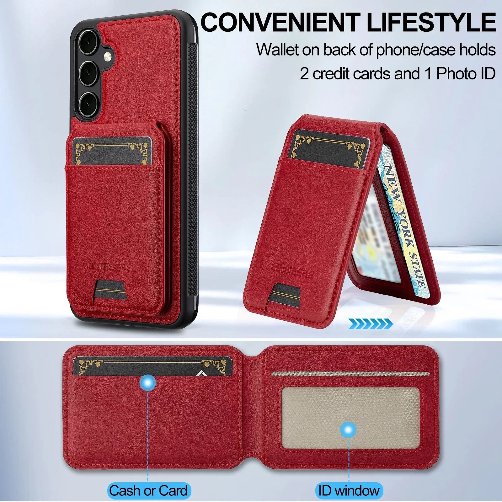 Detachable Leather Case For Samsung Galaxy Card Wallet Phone Bag