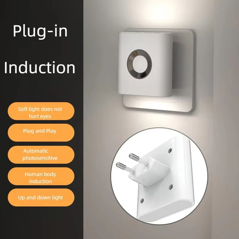 Motion Sensor Light LED EU/US Plug Type C Rechargeable Wireless Night Light