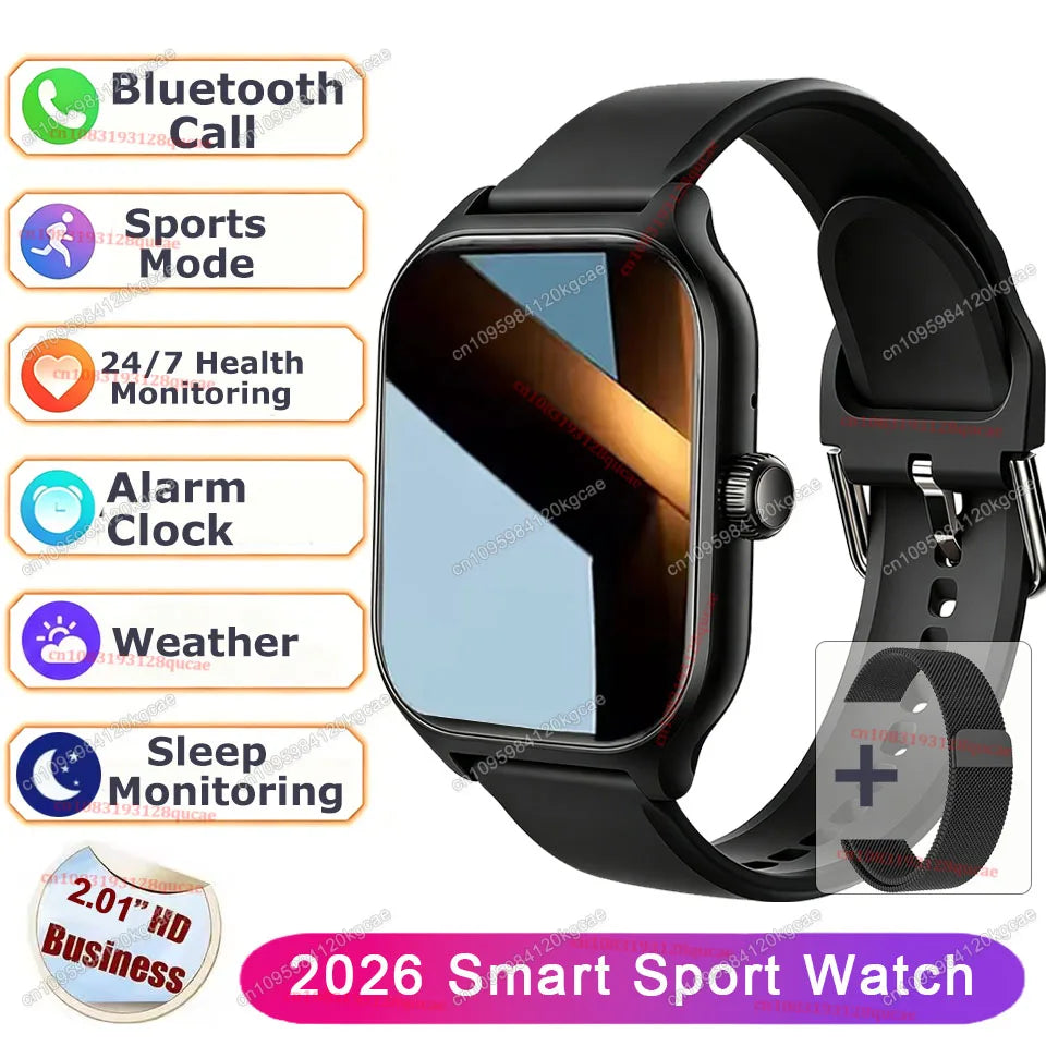 Smart Watch Men 2.01'' AMOLED Screen Waterproof Multiple Sport Mode Fitness HD Bluetooth Call Smartwatch Men Women Bracelet Hw12
