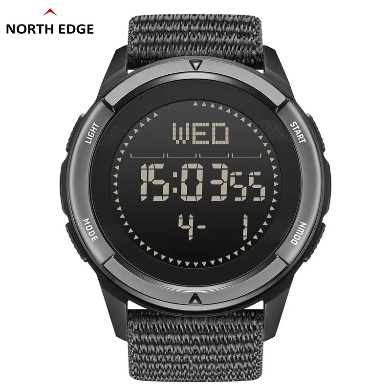 NORTH EDGE ALPS Men's Carbon fiber Digital Watch Shock Militray Sports Super Light Outdoor Compass Waterproof 50M Wristwatches