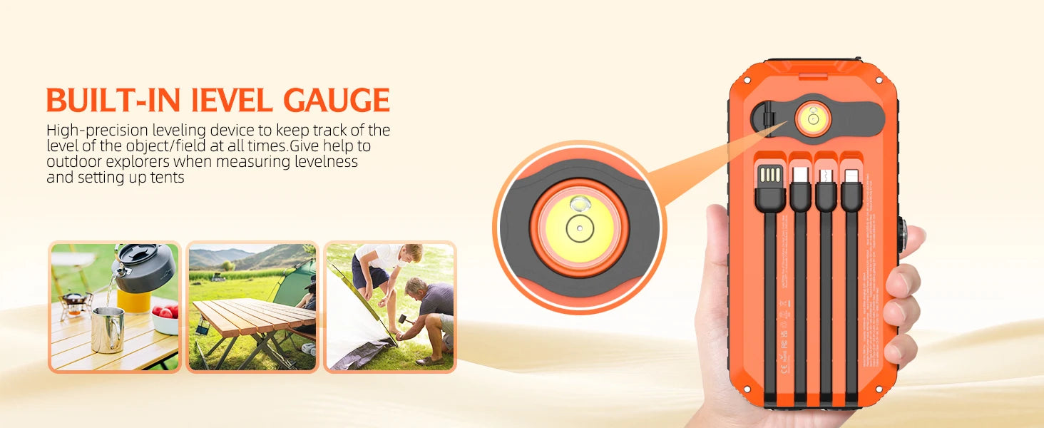 Solar Charger Power Bank 40000mAh Built in 4 Cables and Hand Crank