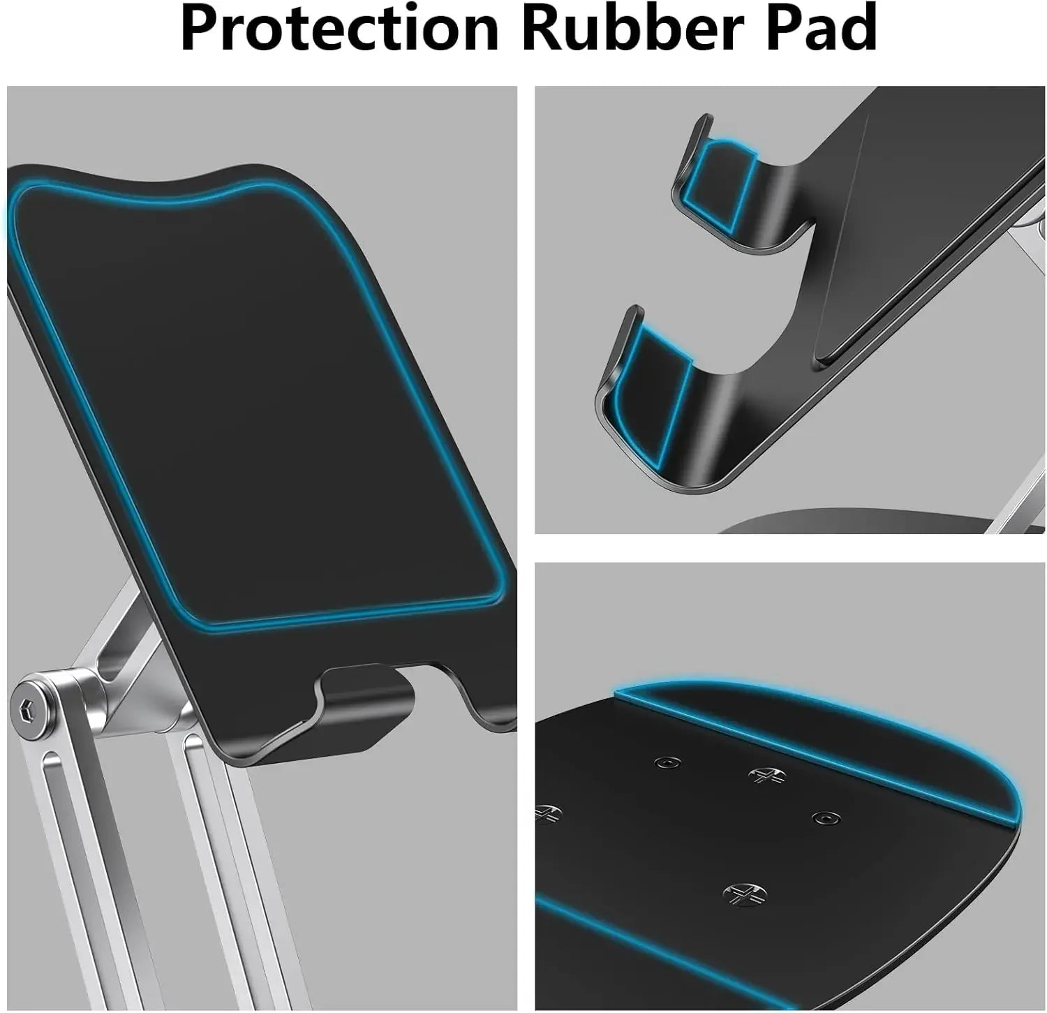 Aluminum Alloy Foldable Desktop Phone Stand with 360° Rotating Metal Base