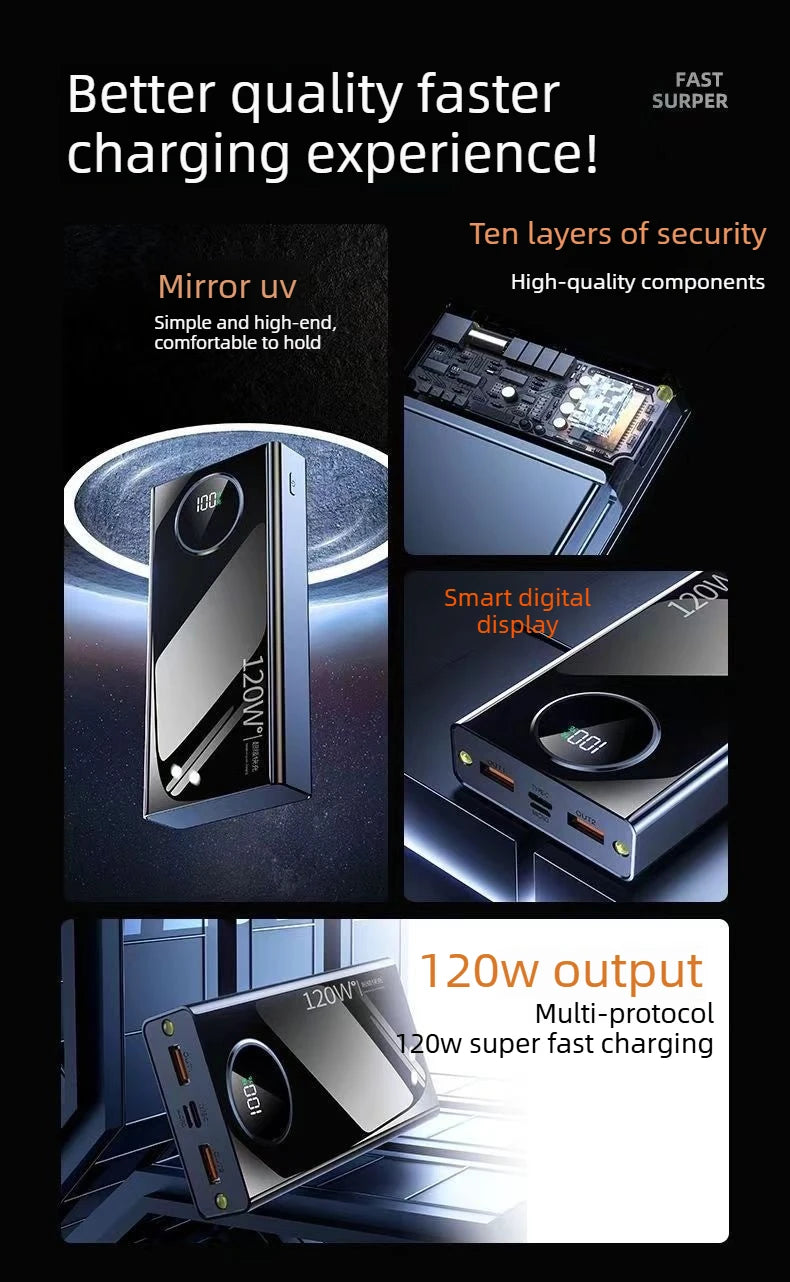 120W 57000mah Power Bank Super Fast Charging For Iphone Xiaomi Samsung Ultralarge Capacity For Mobile Power External Battery