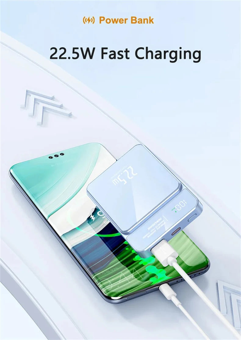 10000mAh Magnetic Power Bank 20W Wireless Power bank Slim Portable Battery