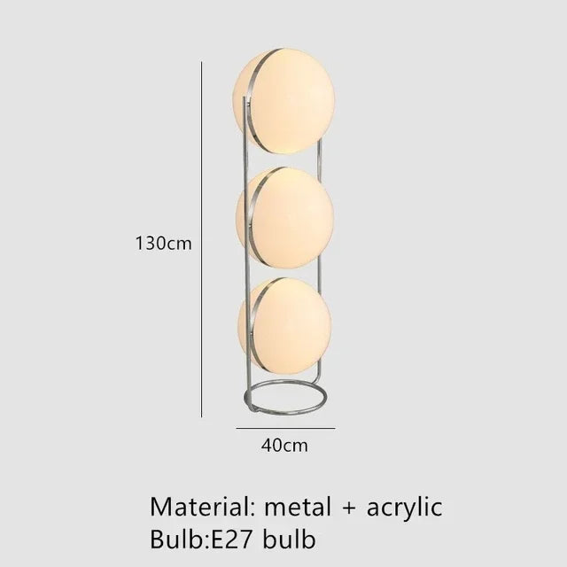 Garrault  Delord Floor Lamp Chrome Metal White Acrylic Ball Floor Light Living Room