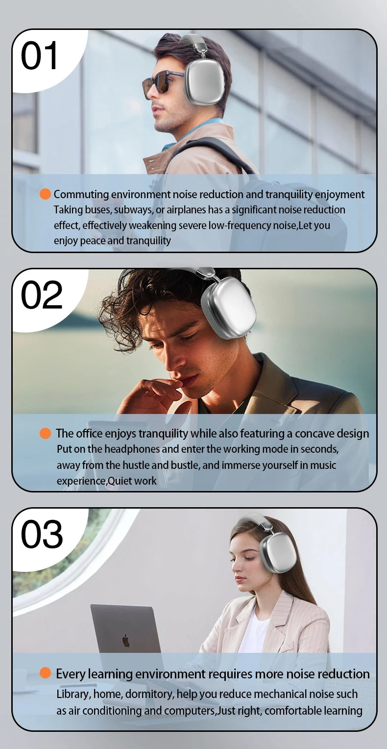 Original 9D Surround Sound Headsets Metal Wireless Bluetooth Headphones