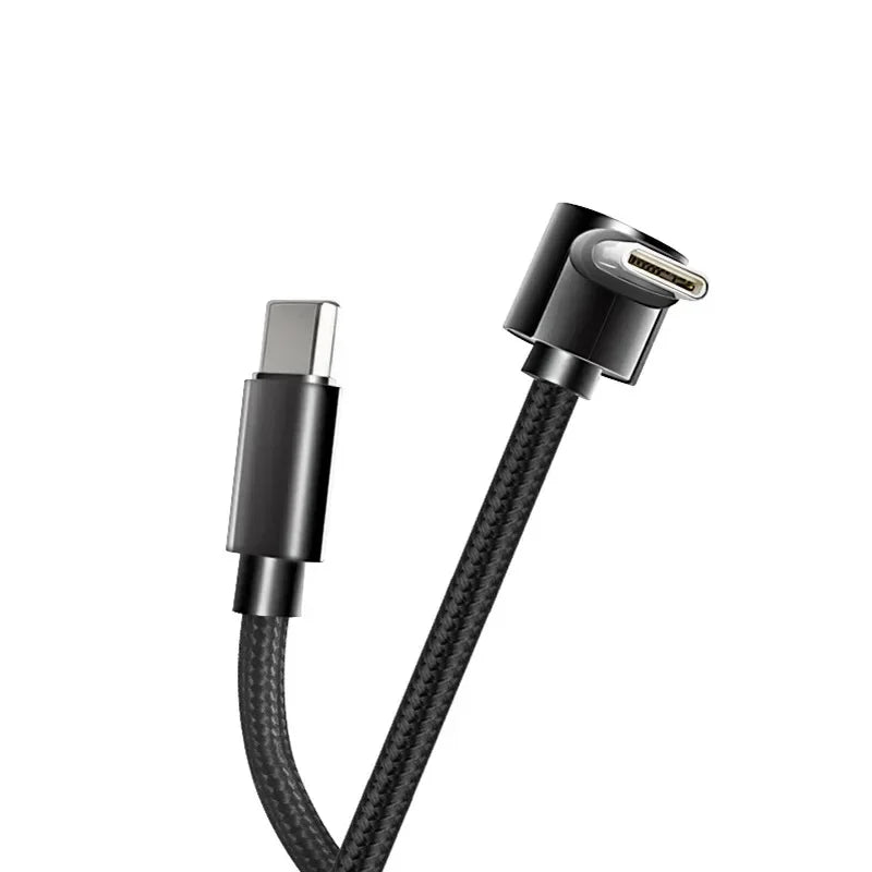 Nylon Braided Data Cable 90 Degree Elbow Line USB C To USB C PD Cable