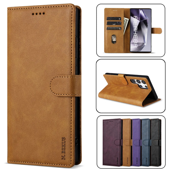 Business Leather Phone Case For Samsung Galaxy Note20 Flip Card Wallet