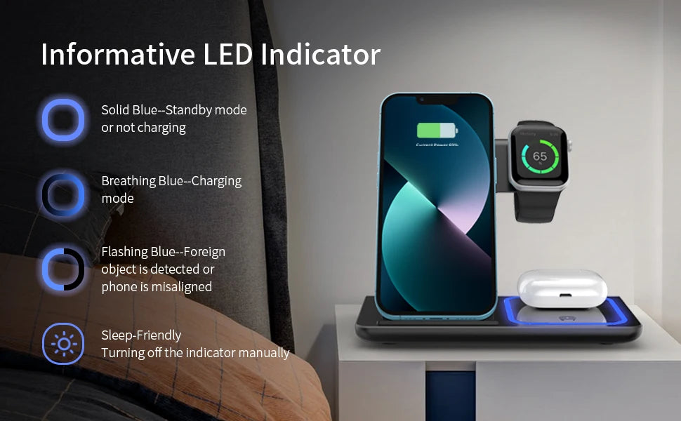 Wireless Charger Stand Pad Foldable Fast Charging Station Dock For iPhone
