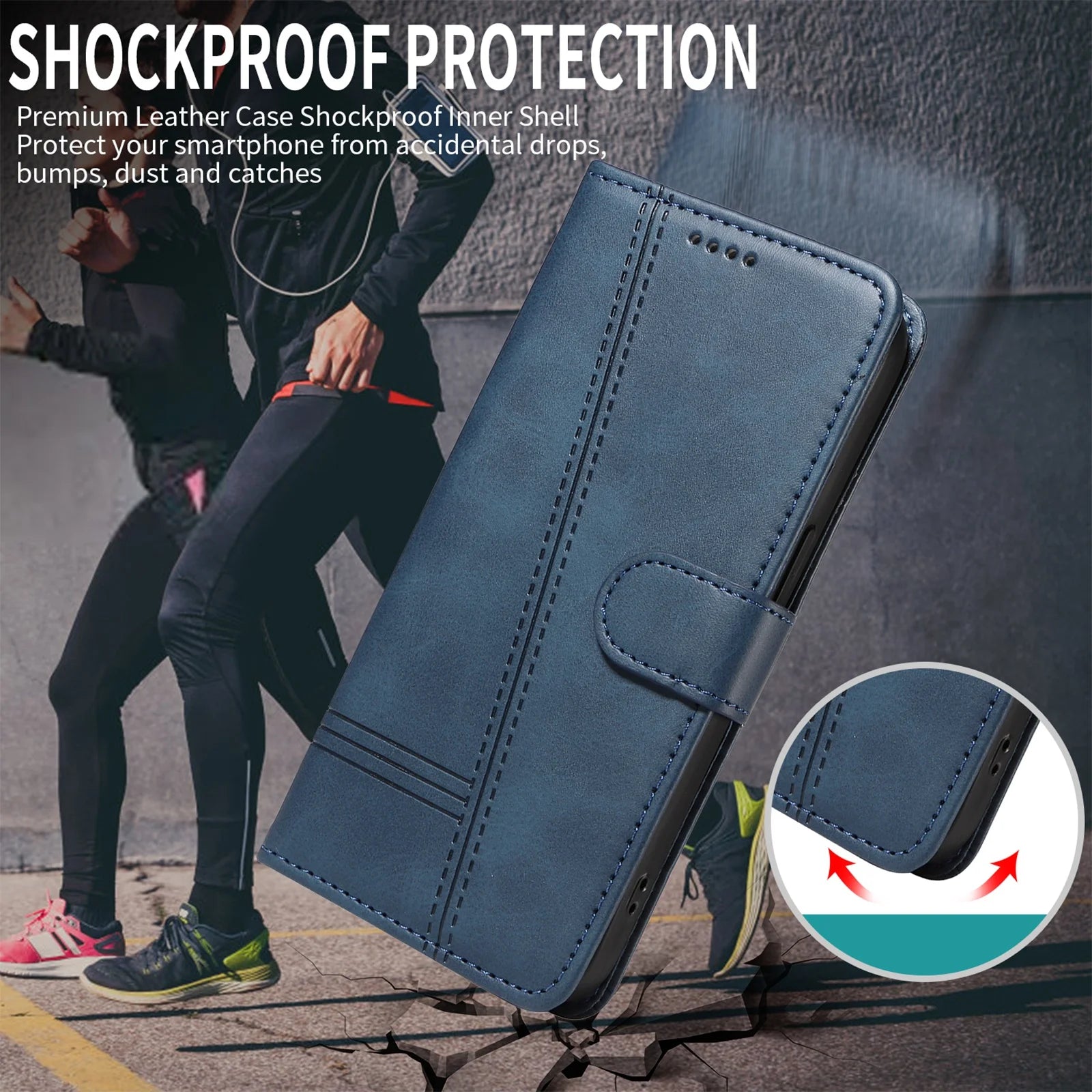 Line Leather Case For iPhone Pro Max Plus Mini Air Phone Case Flip Wallet Card