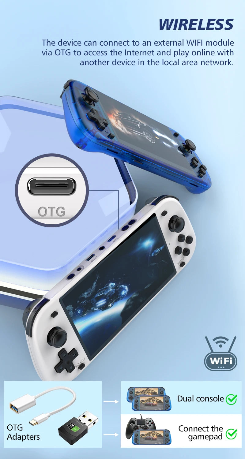 5.1inch New R50S Retro Handheld Video Game Console 128G IPS Screen Two-player Wifi Online Portable Pocket Video Player Boy Gift