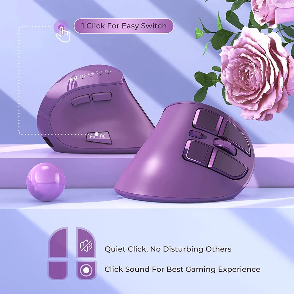 Jomaa Ergonomic Bluetooth Mouse Wireless Vertical Mouse Rechargeable